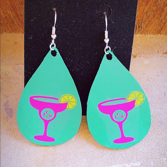*genuine leather* margarita earrings (monogrammed) - Picture 1 of 1